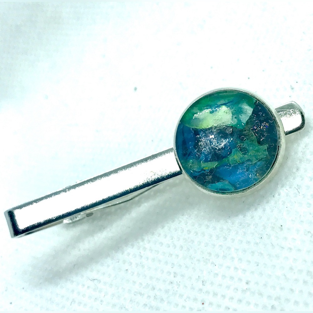 Tie clip pin silver plated 16mm handcrafted dome